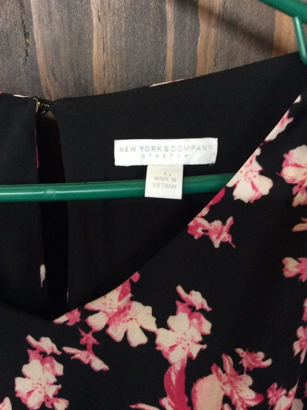 New York & Company Black Dress with Pink Floral Front Panel